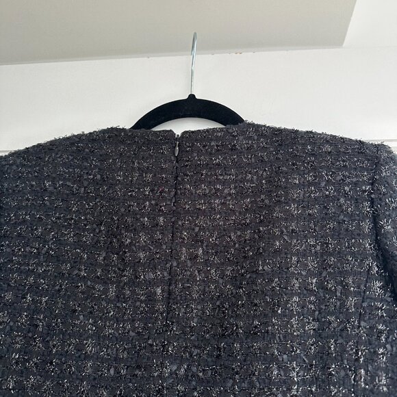 NWOT Veronica Beard Rino Tweed Mini Dress Black Size 2 Button Front Square Neck - Picture 11 of 11